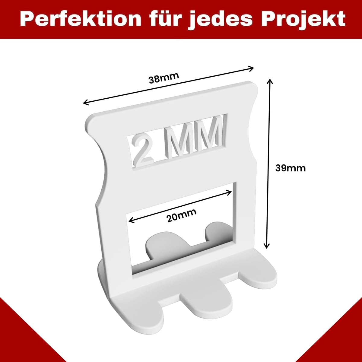 M&N Fliesen Nivelliersystem Set 1mm, 2mm Mega- Auswahl (200x 3mm Laschen, 100x Keile) - Fliesen-Verlegehilfe Werkzeug für Leien & Profi - Fliesenleger Fliesennivellierungssystem Zubehör