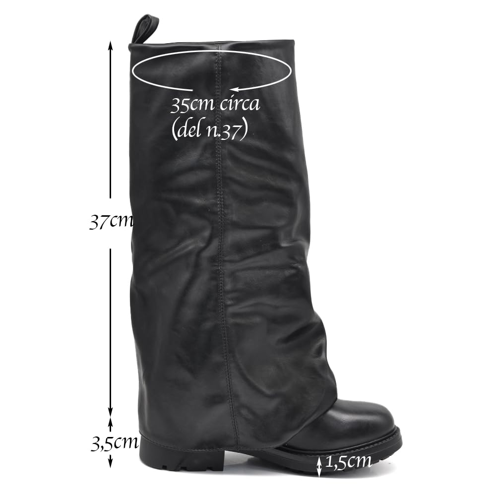 IF Stivali da Donna Stile Oversize Robin con Ghetta Gambale Ampio e Suola Spessa Antiscivolo GA036