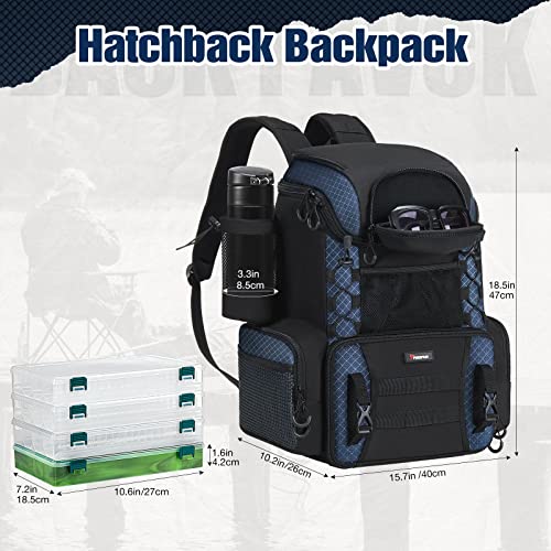 Piscifun Angelausrüstung Rucksack mit 4 Angelboxen, Rutenhalter, wasserdichte Regenabdeckung, Flaschenhalter, große… – Bild 3