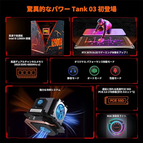 �ߥ�PC �����ߥ� RTX3070����ե��å��� mini pc gaming Core i9-12900H ��Ŭư�� 14C/20T ����5.0GHz ��®Ǯ���� �ߥ˥ѥ����� 32GB DDR5 1TB SSD ����pc ��®WiFi6/�ǥ奢��2.5GLAN 8K�б� Type-C/HDMI2.0/DP1.4 �Ų��� ACEMAGIC TANK03 �ߥ˥����ߥ�pc