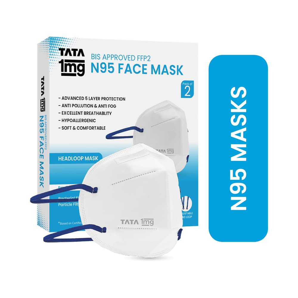 Tata 1mg BIS Approved FFP2 N95 Mask Head Loop, 5 Layer Protection