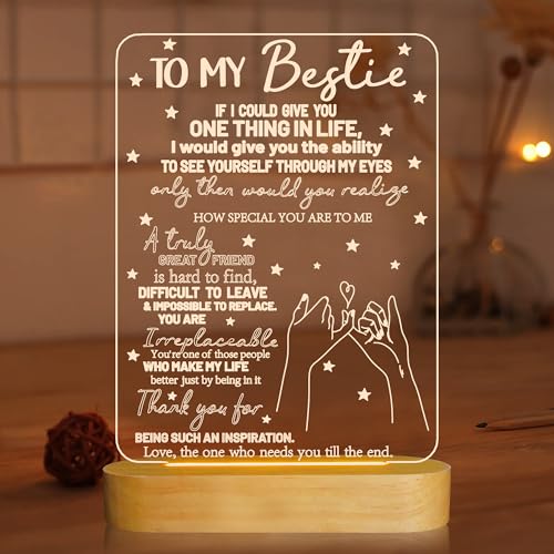 to My Bestie Gifts,3D Illusion Lamp I Love You Friends Night Light for Best Friend Sister...