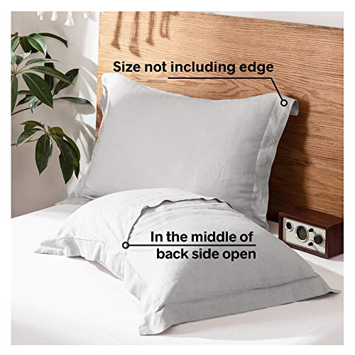 King Linens 100% French Linen Pillow Shams Basic Style - Pack of 2 - Washed Solid Color Natural Flax Soft Breathable - Grey, 20\'\' x 26\'\'