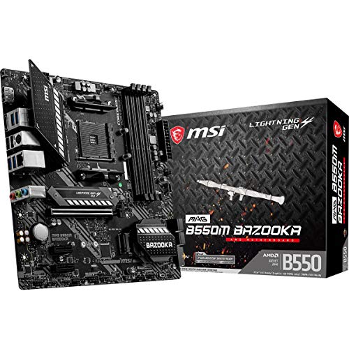 MSI MAG B550M Bazooka Gaming Motherboard (AMD AM4, DDR4, PCIe 4.0, SATA 6Gb/s, M.2, USB 3.2 Gen 1, HDMI/DP, Micro-ATX)