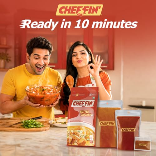 Image of Cheffin' Butter Chicken & Shahi Paneer Combo | Chef Curated Gourmet Cooking Kit | Cooks 150-200g Chicken /Paneer | Ready in 10 Min | 100% Natural, No Preservatives | Serves 2-3| Pack of 2