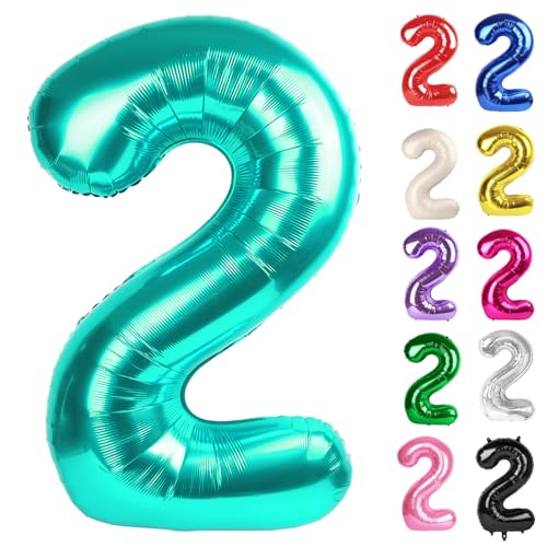 Nile Blue Number 2 Balloon 40 Inch - 2nd Balloon Number Decorations