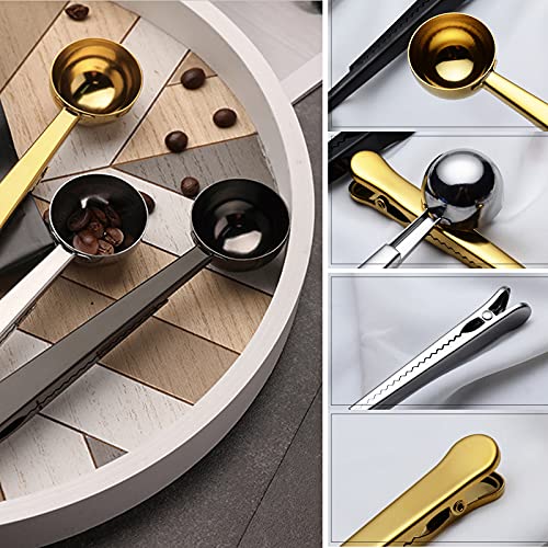 Coffee Scoop Spoon With Bag Clip, Set Of 2 (Golden) #TOP4