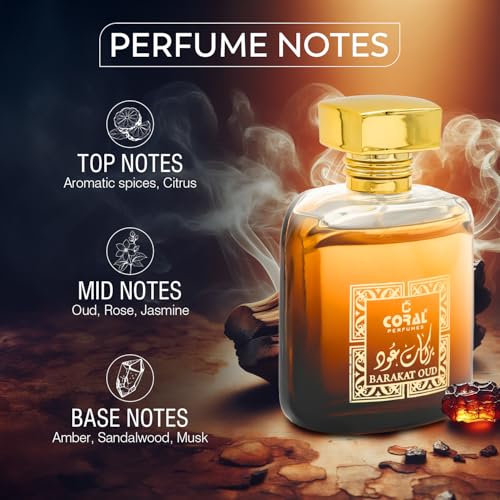 Image of Coral Barakat Oud Unisex Perfume 100ml | Oud Musky Long-Lasting EDP