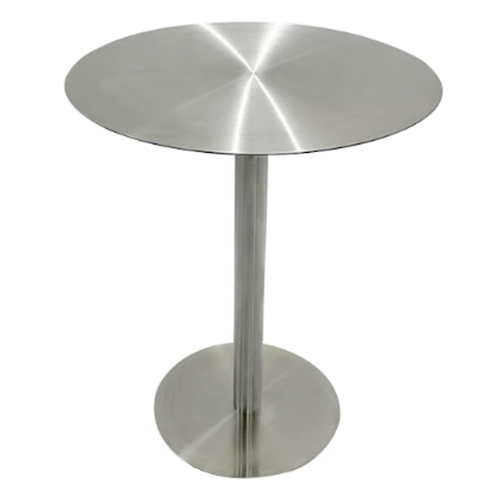 SXZenSpace Stainless Steel Round Bar Table Tall Pub Dining 40cm (16in) Cocktail Side with Sturdy Base for Bistro Kitchen Room Living Silver Finish