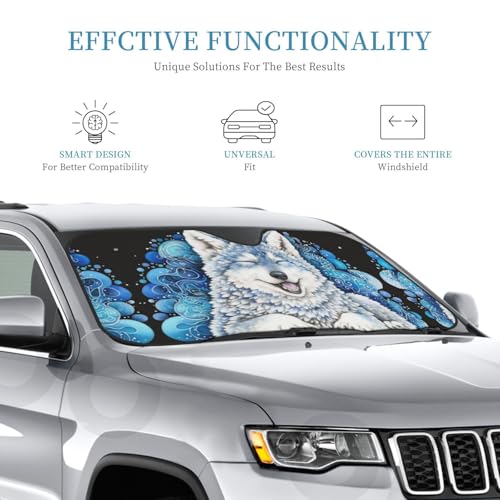 Parasol para parabrisas de coche lobo blanco dile adiós al interior ardiente de tu coche 2