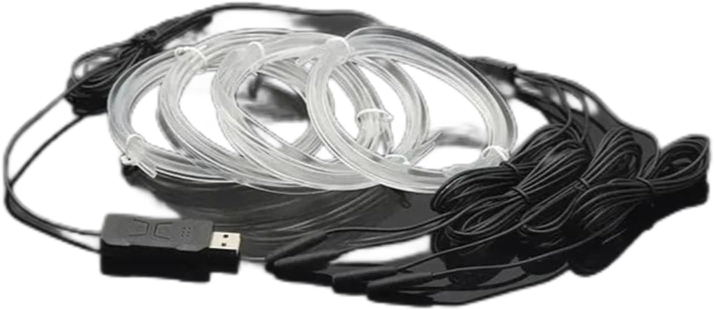 USB-Powered RGB LED Interior Car Atmosphere Light Strip - Fiber Optic Neon Ambient Lighting Kit for Center Console, Door Trim, and Dashboard Decoration(4in1)