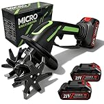 Motobineuse Electrique, 21V Motoculteur Électrique avec 2 Batteries 3000mAh Bineuse Électrique avec 4 Lames Métalliques Largeur de Travail de 10cm Profondeur de Travail de 10cm 235 TR/Min