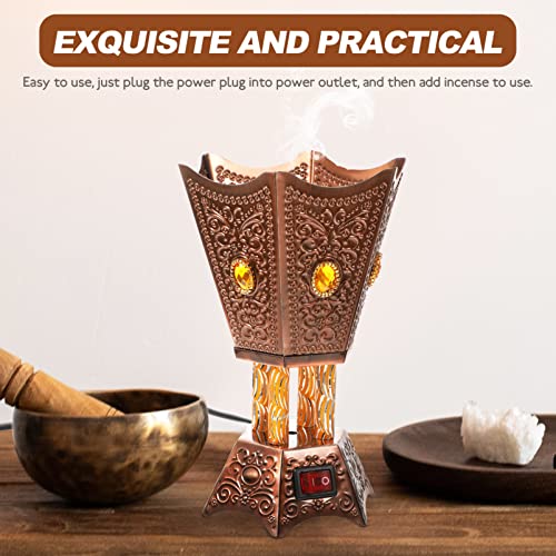 Sewacc Bakhoor Electric Incense Burner Middle Eastern Style Tabletop Electric Censer Censer Metal Incense Burner For Home Office Yoga Spa Aromatherapy Decor Copper (Us Plug) #TOP3