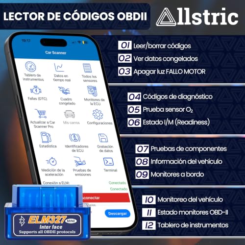 Obd2 Diagnosis Coche Multimarca. ELM 327 Lector y Herramienta de Análisis y Diagnostico. Obd2 Bluetooth OBD Original para Escaner. Maquina Diagnosis Coche de Fallos y Errores. - Imagen 3