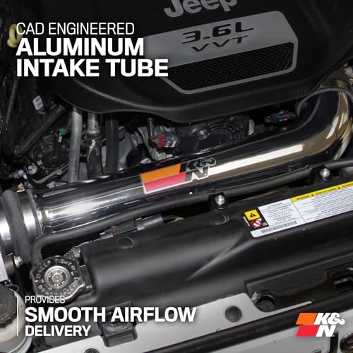 Image of K&N Cold Air Intake System: High-Flow Air Filter, Increase Performance & Towing: Compatible with 2012-2018 JEEP: Wrangler, Wrangler JK, 77-1566KP