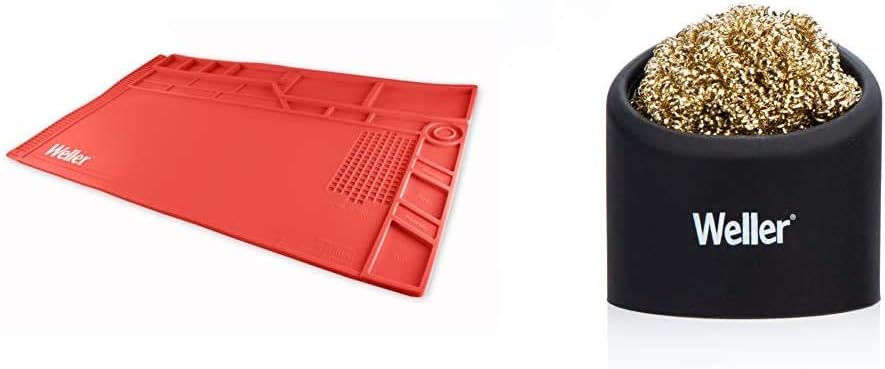 Weller Large Soldering Work Station Mat with Brass Sponge Tip Cleaner