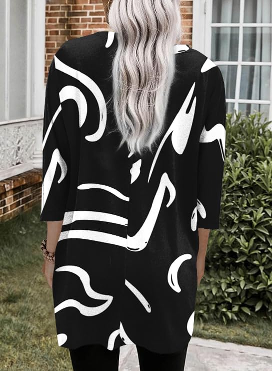 Poetsky Womens Tunic Tops for Leggings with Pockets Vneck 3/4 Length Sleeve Shirt Casual Long T-Shirts S-3XL2