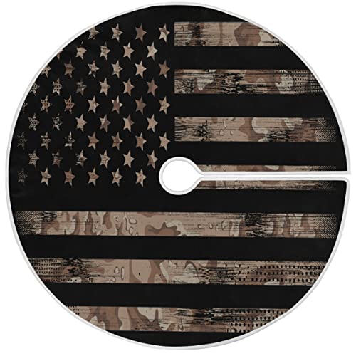 American Flag Memorial Independence Day Christmas Tree Skirt Decorations Patriotic Freedom Stars Fourth Of July Tree Skirts Mat 36 Inch For Holiday Party Supplies Rustic Ornaments Mini Tree Skirt #TOP10