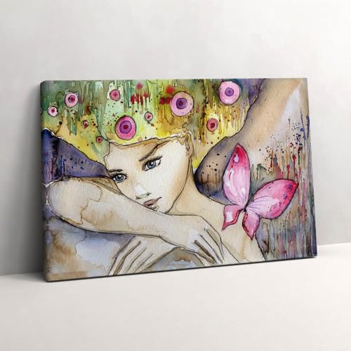 Peinture sur toile pour raviver un mur blanc terne avec ce tableau déco femme colorée 60x40