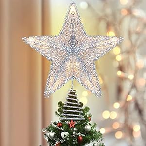 Luxspire Weihnachtsbaumspitze, 3D Weihnachtsstern Beleuchtet, Weihnachtsdeko Christbaumspitze Stern, LED Weihnachtsbaum…