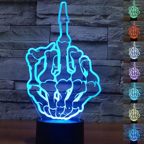 Lampe de table LED 3D doigt d'honneur veilleuse tactile 7 couleurs