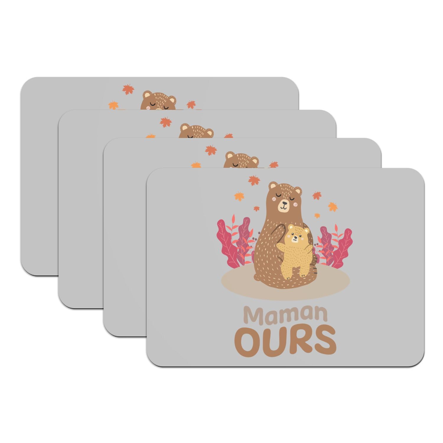 Set de table gris maman ours pour repas en famille convivial