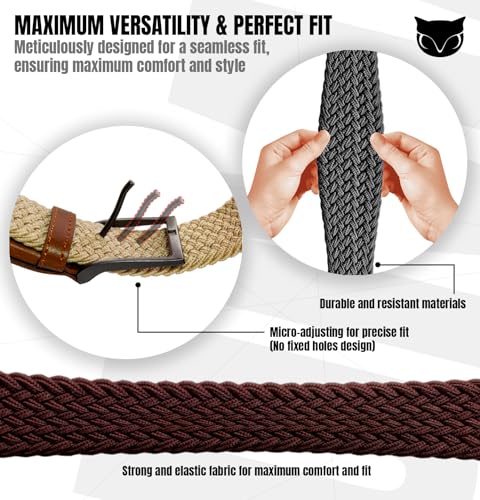 BUMA Men's Stretch Woven Braided Belt 1 3/8 for Golf and Casual4