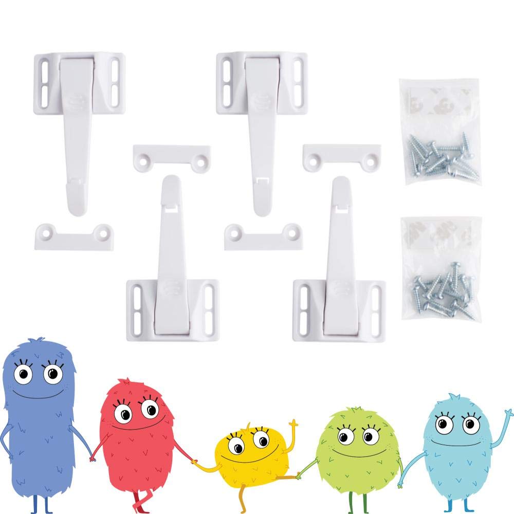 Toddleroo by North States 6182 - Pestillos para cajones y gabinetes, paquete de 10, color blanco, 10 unidades (paquete de 1)