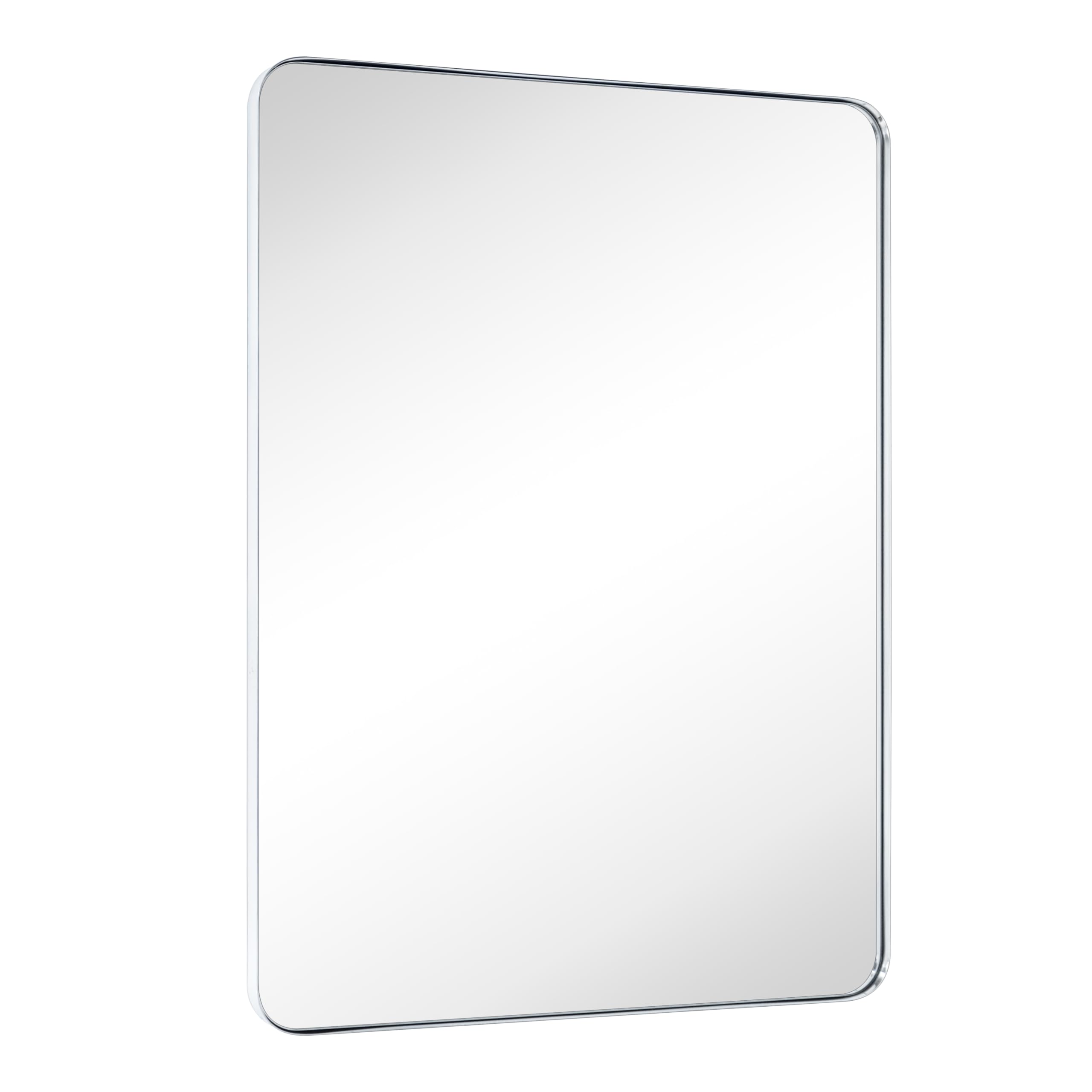 30 x 40'' Chrome Rectangle Bathroom Vanity Mirror for Wall Polished Silver Metal Framed Rounded Rectangular Bathroom Vanity Mirrors, Vertical and Horizontal Hanging…