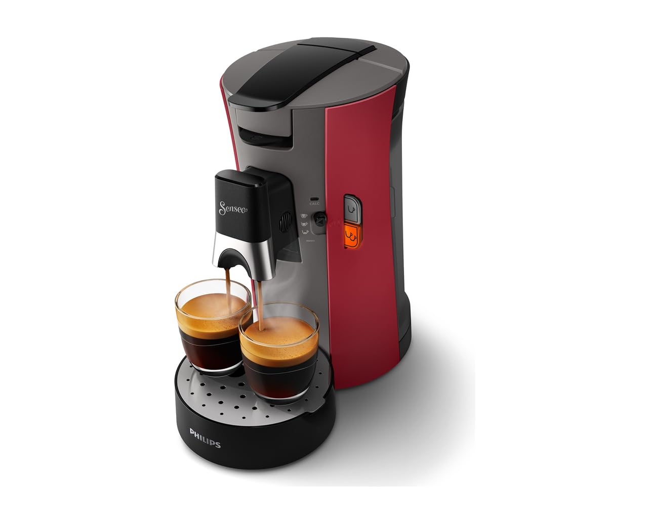 PHILIPS Senseo Select Cafetera Monodosis, 1 o 2 Tazas, Rojo