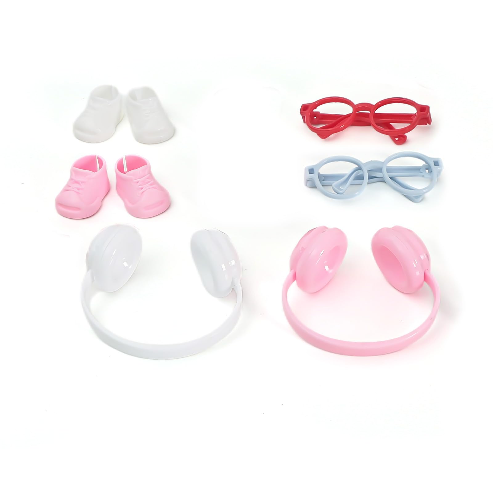 6PCS Headphones, Shoes, Glasses for LABUBU 6.7IN/17cm Doll, for Macaron and Have A Seat, Four Colors, Accessories for ropa (Doll Excluded)
