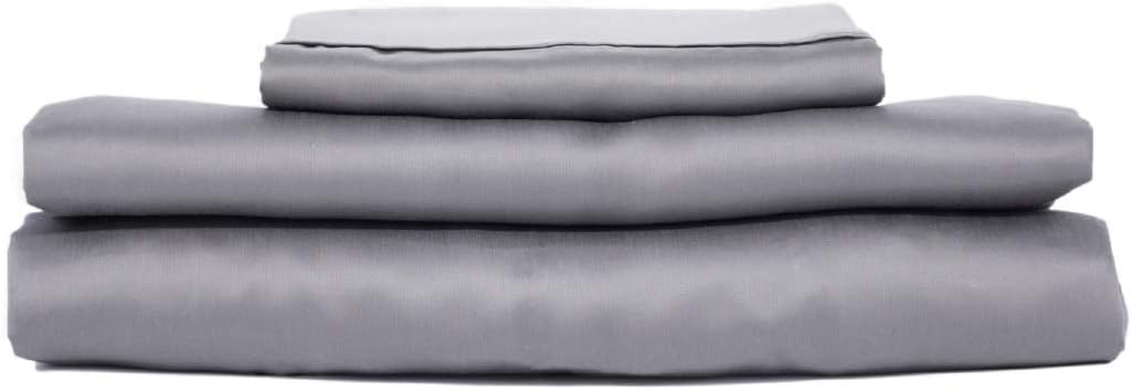 Sheets & Giggles 100% Eucalyptus Lyocell Sheet Set - All-Season, Responsibly Made, Naturally Cooling, Super Soft, Moisture-WicSplit King, Temperature Balancing, Vegan – Split King, Grey