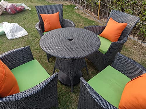 Image of Artic Fashion D-42 Chairs Table Set 4+1 Wicker Patio Furniture Sets 4 Chair and 1 Table for Garden Balcony Bedroom Powder Coated Frame Uv Protected Wicker (Grey+Green)