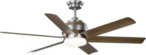 Kaysville Collection - Ventilador de techo industrial urbano con motor de corriente continua LED de 6 aspas, color castaño de 56 pulgadas
