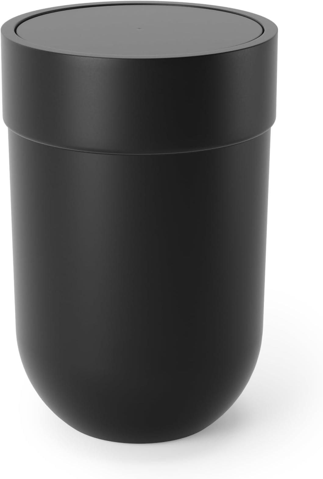 Umbra Touch Trash Can, Small 1.6-Gallon Garbage Bin with Swing Lid, Waste Basket for Bathroom or Office, Black