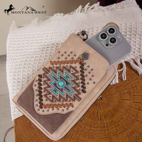 Image of Montana West Western Crossbody Phone Wallet for Women RFID Blocking Wallet Purse with Cash Slots & Zipper Pocket