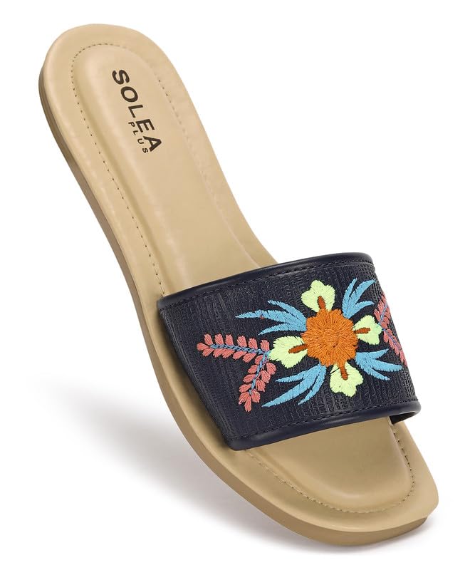 Paragon K6020L Women's Sandals | Stylish Slip on Flats with Cushioned Soles | Trendy Lightweight Durable & Comfortable Fashion Slippers for Outdoor Use