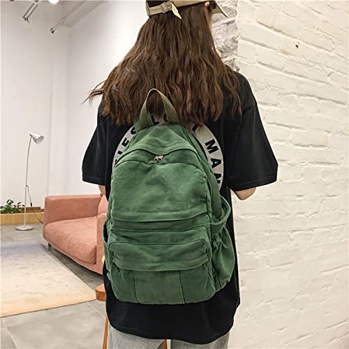 Gaxos Laptop Backpack For Women Travel Canvas Backpack For Women Vintage Green Aesthetic Backpack For School thumb #5