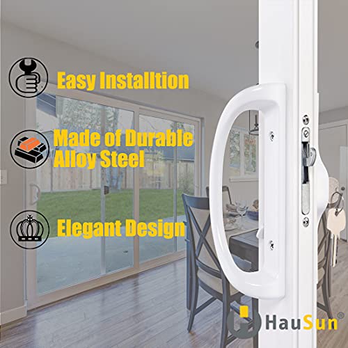 Sliding Patio Door Handle Set With Key Cylinder And Mortise Lock, Full Replacement Handle Lock Set Fits Door Thickness From 1-1/2" To 1-3/4"，3-15/16” Screw Hole Spacing, Reversible Design(Non-Handed) #TOP5