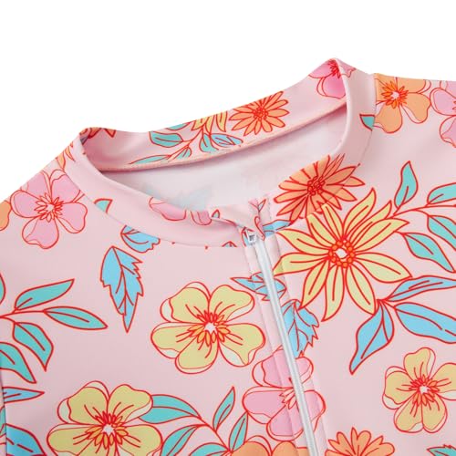 Image of Vogseek 3-12T Girls Rash Guard 2 Pieces Bathing Suit Long Sleeve Swimsuit Swimming Skirt with Shorts Swimwear