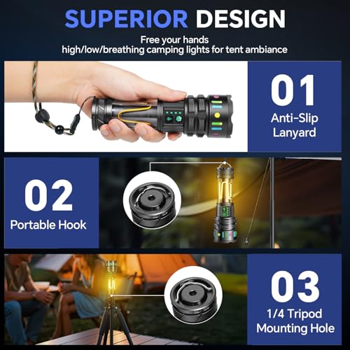 Lampe torche rechargeable VersionTECH haute luminosité avec 5 modes d'éclairage LED - 2