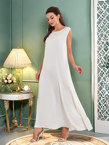 Modest Sleeveless Inner Dress for Abaya Muslim Women Maxi Long Slip Under Dress Prayer Islamic Dubai TurkeyJilbab Clothing2