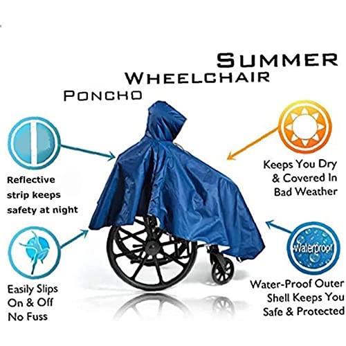 Poncho imperméable pour fauteuil roulant housse de pluie légère avec capuche