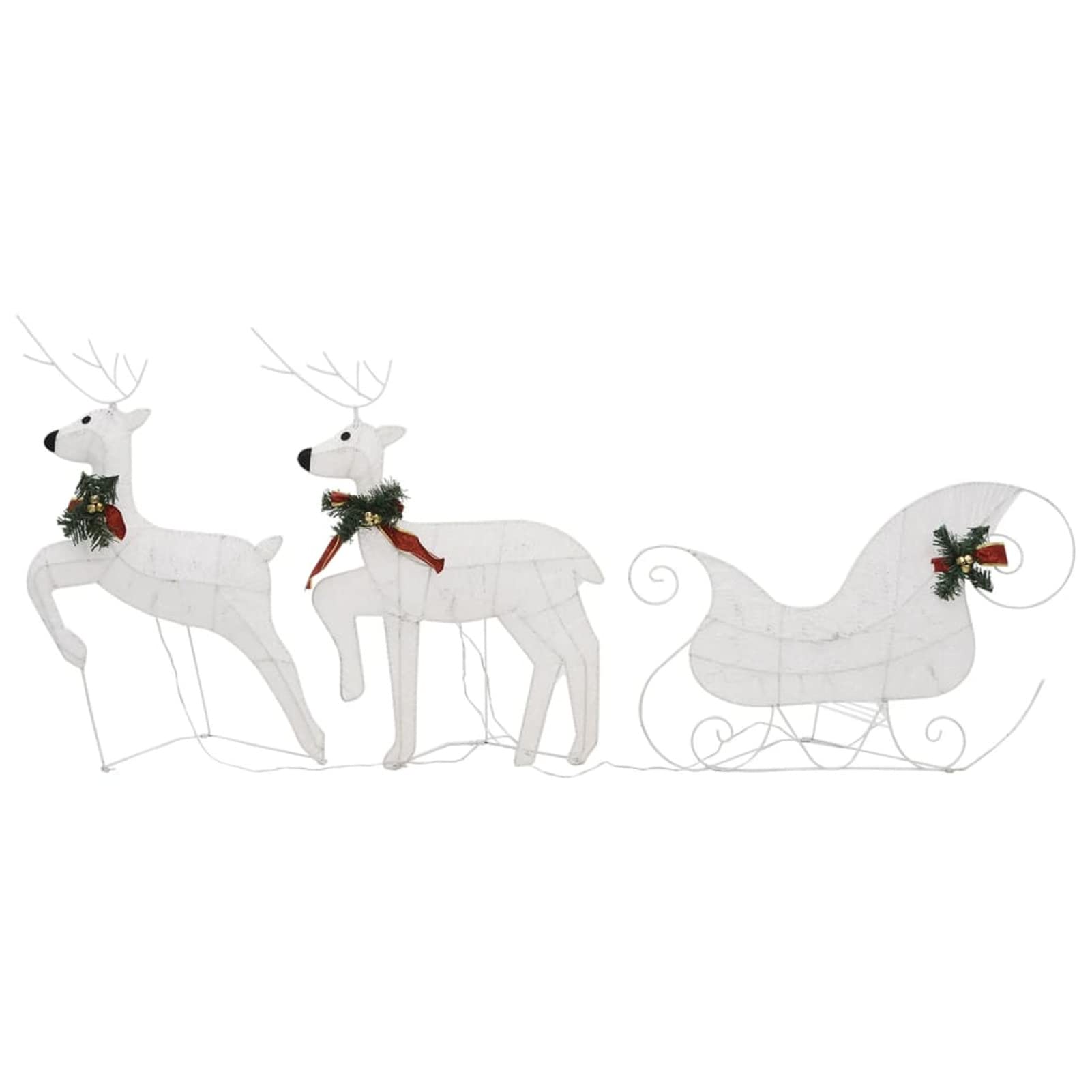 Gecheer Renne e Slitta di Natale Decorazione Esterni 60 LED Bianco, Renne Luminose per Esterno, Decorazioni di Natale, Luci Natalizie, Figure Luminose