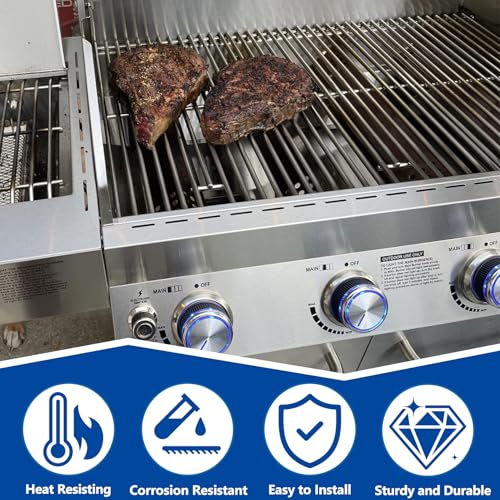 Image of SafBbcue Replacement Parts for Monument Grill 35633 41847NG 24367 24633 17842 4-Burner Gas Grill, Stainless Steel Cooking Grids Cast Iron Reversible Griddle for Monument Grills 97888 96333