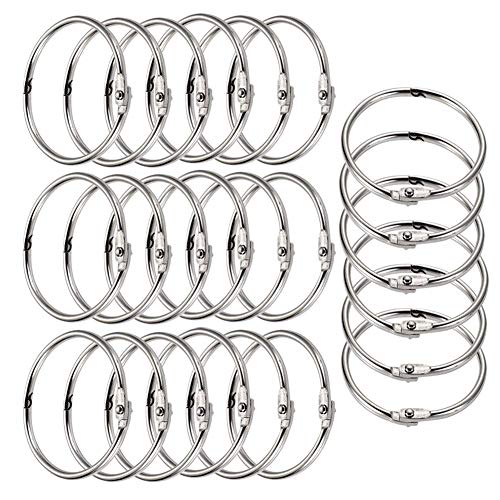 Anneaux de Livre,Anneau de Rideau,50 Pièces Métalliques Articulés de Reliure pour Cartes,Porte-clés Bricolage Classeur Rideaux Anneau
