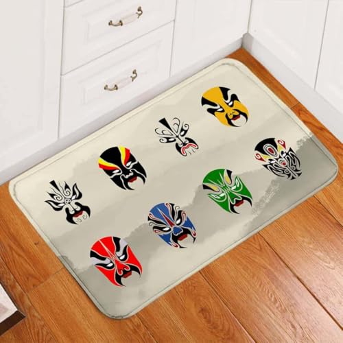 ���փ}�b�g ����}�X�N�O���[�h�A�}�b�g 50×80cm doormat Theatre Masks Gray Door Mat