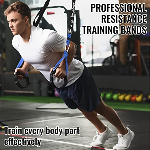 Resistance Exercise Bands For Working Out With Door Anchor System | Fitness Gear For Men And Women For Outdoors Or Indoors Home Gym | Adjustable Blue Training Straps With Handles #TOP3
