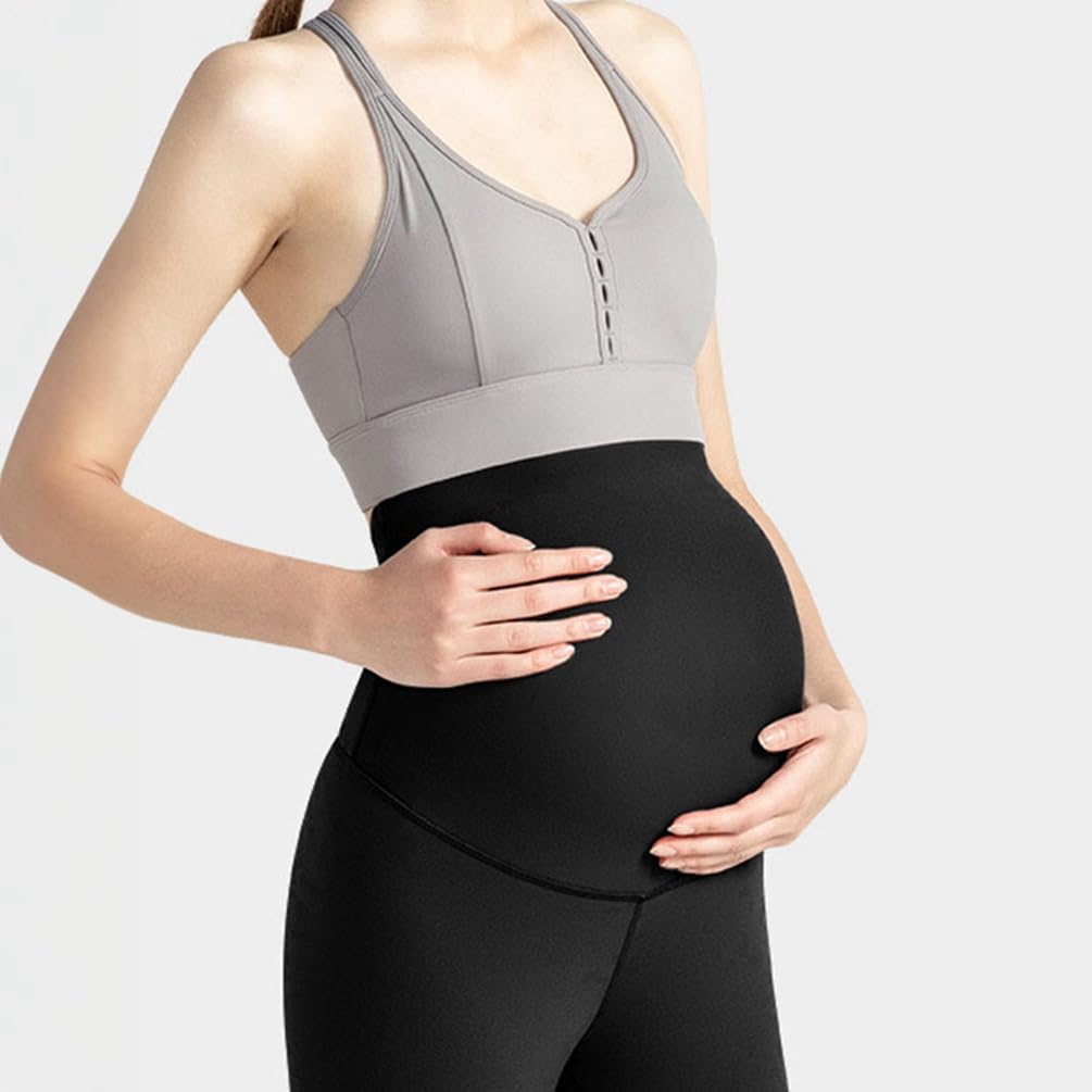 2 PCS Stretch Legging Grossesse Maternité,Confortablement Taille Haute Pantalon de maternité Sports et Loisirs Confortable Legging Vêtements Grossesse Opaque