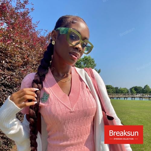 Image of Breaksun Thick Frame Blue Light Glasses for Women Men Fashion Oversized Square Computer Gaming Eyeglasses